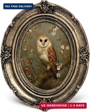 Small Vintage Owl Floral Picture Frame, Bronze Oval Frame 4x5in picture