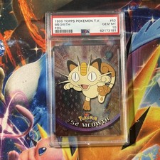 Topps 1999 Pokemon T.V. #52 Meowth Foil Trading Card PSA 10 Gem Mint picture