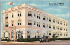 1947 MIAMI BEACH, Florida LINEN Postcard HOTEL FRANKLIN Street View / Ad on Back picture