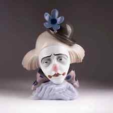 1981 Vintage Porcelain Figure Bust Pensive Clown Lladro Collectible Marked 26 cm picture