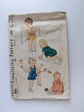 Vintage 1940s Simplicity 2866 Baby Romper Sunsuit 6 Months Uncut FF picture
