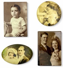 4 Vintage Celluloid Photo Pocket Mirrors 1 Military Lot of 4 picture