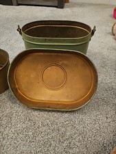 Vintage 1920's Salesmans Lunchbox, Copper Look Inside, Green Outside picture