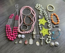 Vintage Estate JUNK DRAWER Lot Watch Necklaces Earrings Bracelets Pendants Cross picture