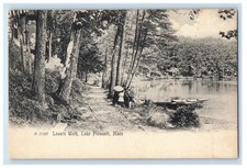 c1905 Lovers Walk Boat Lake Pleasant Massachusetts MA Rotograph Antique Postcard picture