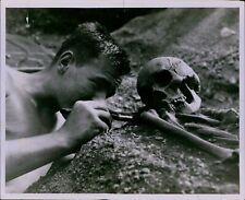 LG815 1961 Original Photo SKELETON EXCAVATION Fort Sweney Indian Burial Ground picture