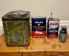 Vintage POLARINE Graphite Lubricant Oil Square Can, Du-Ol, Atlas & Indian Head picture
