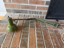 Vintage Industrial Articulating Machine Lamp Green Swing Arm Desk Light picture
