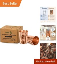 Lightweight Ayurvedic Copper Tumblers: 2 pcs. Set - Durable & Dishwasher Safe picture