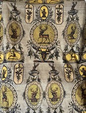 Rare Antique Deer Stag Cotton Interiors Fabric ~ Witcombe McGeachin ~ Mustard picture