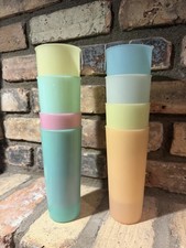 Vintage Retro Tupperware Stackable 16oz Tumblers  Pastel Cups Tall Lot Of 8 picture