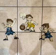 Vintage 1971 Sexton Cast Metal Basketball Players Boys Wall Plaques Set of 3 picture