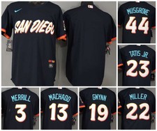Tariffs Free SD Padres City Connect Pullover Obsidian Sewn Stitched Jersey. picture