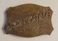 Vintage Montana Solid Brass Belt Buckle. Great detailing picture