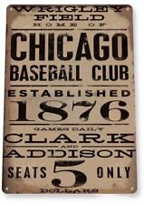 CHICAGO CUBS TIN SIGN WRIGLEY FIELD FLY THE W 1876 STADIUM BASEBALL SEAT HARRY picture