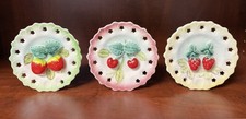VTG Thames Japan Ceramic Fruit Wall Pockets Set 3 Apple Cherry Strawberry MCM   picture