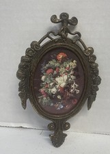 Vintage Miniature Art Print Decorative Metal Frame Italy Mid Century 6” X 4” picture