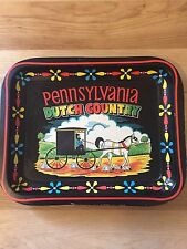 Vintage Pennsylvania Dutch Amish Tin Tray 1970's Retro Decor picture