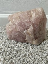 Large Vtg Rose Quartz Slab 6”x4”x2.75” w/calcite Natural Side / Smooth side Felt picture