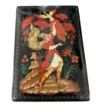 Rare Russian Handpainted Lacquered Box Signed Circa 1940's picture