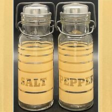 Wheaton Farmhouse Metal Bail Salt & Pepper Shaker Set c1970s Made in USA 7.5