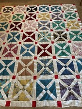 RARE VINTAGE Hand-Sewn Cotton Patchwork Quilt (Top Only) in Great Condition picture