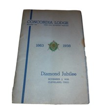 1938 Concordia Lodge 345 Masonic Diamond Jubilee Booklet Cleveland Ohio picture