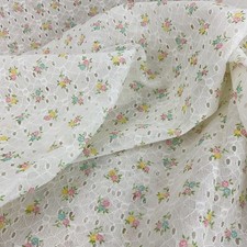 Vintage Pastel Floral Lace Fabric, 77” x 45” Cottage Garden Openwork Textile picture