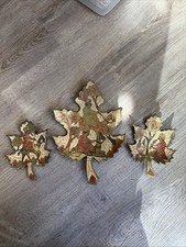 VTG Etched Painted Brass Leaf Camel Charmer Man India Wall Hanging Dish Trinket picture