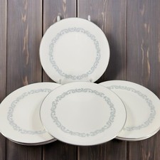 Minton Silver Scroll Pattern Round Porcelain Dish Plate Made In England Set 6 picture