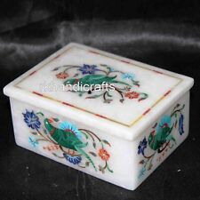 5 x 3.5 Inches Marble Jewelry Box Inlaid with Gemstone Office Accessories Box picture