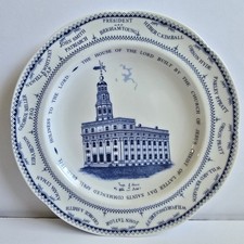 Vintage Nauvoo Illinois Temple Commemorative Plate - LDS Church - Blue & White picture