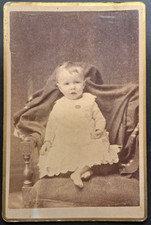 Antique 1880s Cabinet Card Baby Photo Gold Border Victorian Era Photograph picture