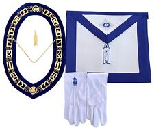 Masonic Master Masons Blue Lodge Junior Warden Apron Jewel Gloves Gold Collar picture
