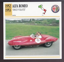 1952-1953 Alfa Romeo Disco Volante Race Car Photo Spec Sheet Info ATLAS CARD picture