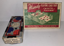 Vtg 1950 Handy Playing Card Tray & 100 ct. Van Dyke Paper Poker Chips & 2 Decks picture