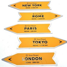 Veuve Clicquot Arrow Magnet Set Lot Of 5 New York Paris Rome Tokyo London picture