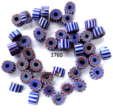 Antique Blue Stripe Chevron African Trade Beads Venice 1760 BN 66 READ picture