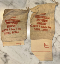 Vintage INTERNATIONAL HARVESTER CO. Parts Mailer Bags w/ Tag SALINA, KS Rare picture