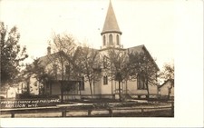 FREDON'S CHURCH & PARSONAGE c1910 brillion wi real photo postcard rppc wisconsin picture
