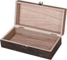 Vintage Wooden Storage Box with Lid Rectangular Solid Wood Keepsake Organizer picture