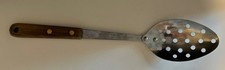 Vintage Robinson Stainless USA Slotted Serving Spoon With Wood Handle picture