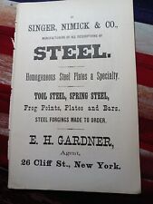 1875 Print Ad SINGER NIMICK & COMPANY railroad steel Forgings EH GARDNER NYC picture