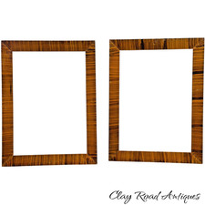 Pair Antique style American faux Tiger Maple Picture Frames Curly folk art picture