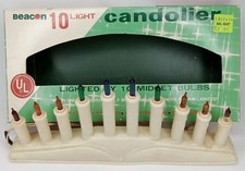 Vintage 1980s Beacon Multicolor 10 Light Christmas Candolier With Original Box picture