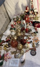 Huge Mixed Lot of Vintage Glass /Wood /Metal Christmas Ornaments & Decoration picture