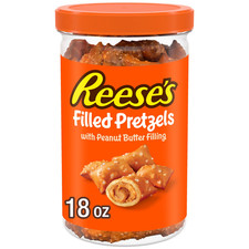 REESE'S Peanut Butter Filled Pretzels Plastic Jar 18 oz ORIGNAL @@ picture
