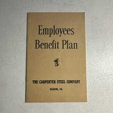 Vintage 1955 The Carpenter Steel Co. Employee Benefit Plan Booklet Reading, PA picture