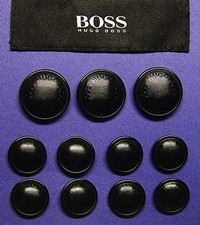HUGO BOSS REPLACEMENT BUTTON 11 HARD COMPOSITE ALLOY SIGNATURE BUTTON GOOD COND picture