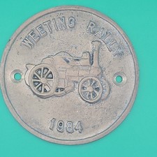 Vintage Weeting Steam Rally 1984 Brass Plaque / Medallion / Badge picture